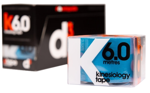 Bild på K6.0 Kinesiologitejp Elektriskt Blå 5 cm x 6 m - d3Tape